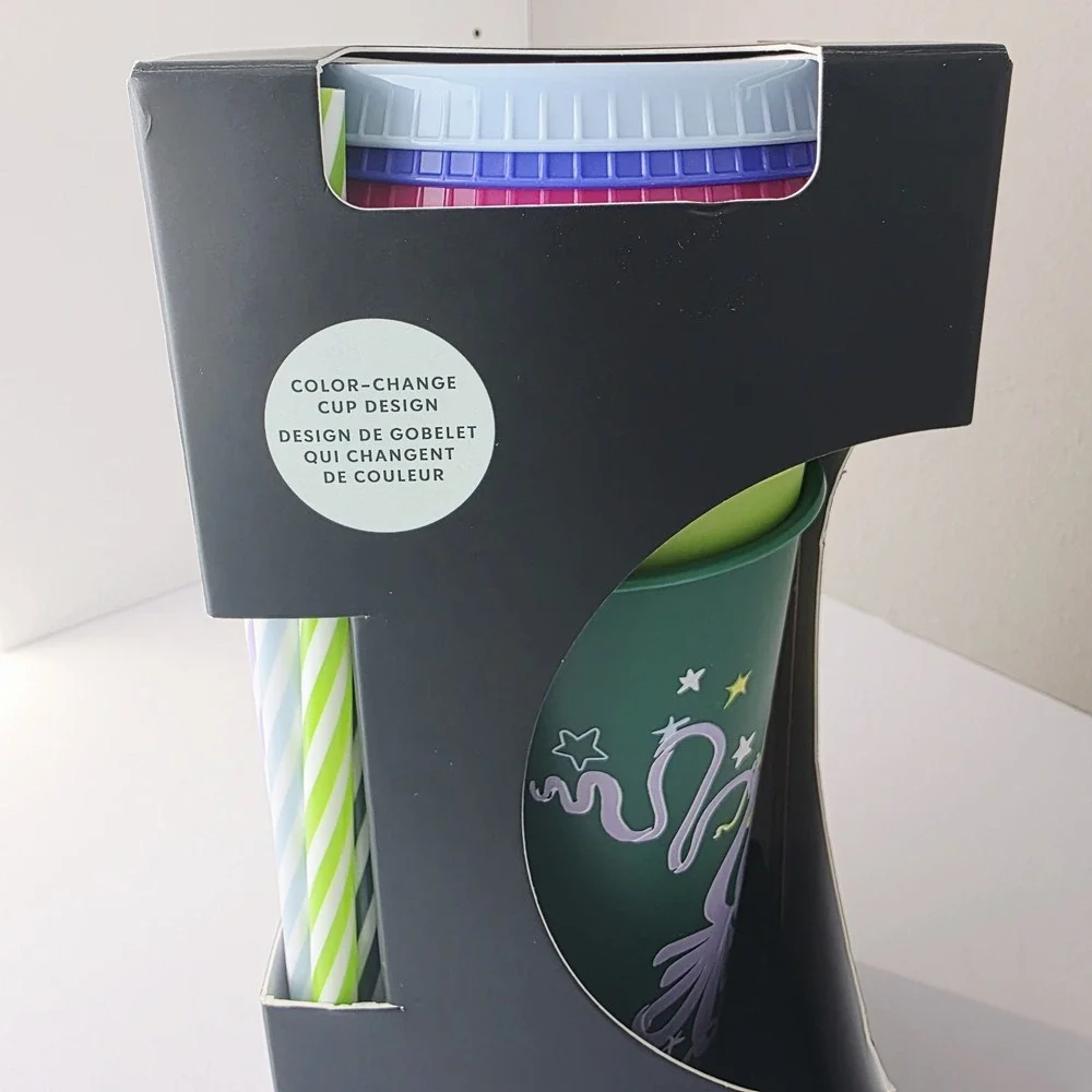 Starbucks Reusable Cold Cups Holiday Christmas Glitter 5 Pack 24oz
